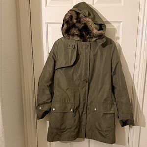 Olive Belted Hooded Women's Parka